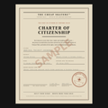 Sample Charter of Citizenship for a Founding Citizen of Fortune Falls, The Cheap Skaterz